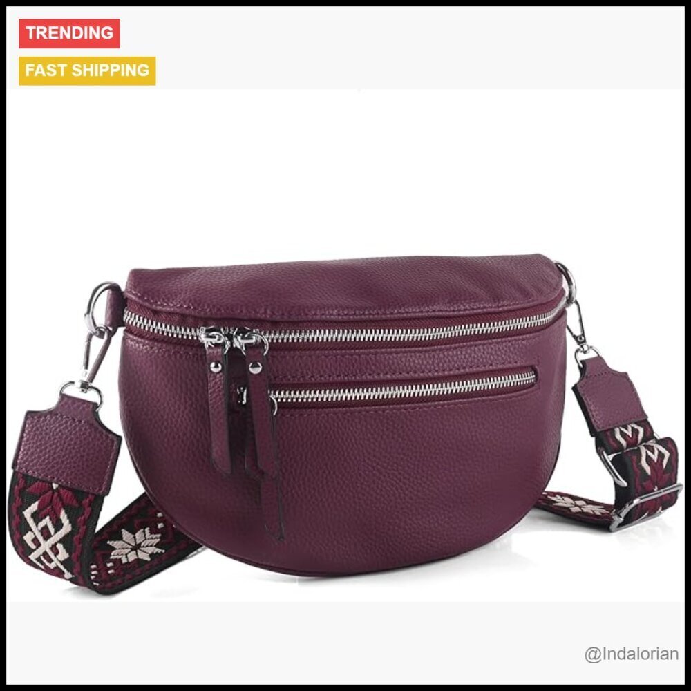 Leather Crossbody Fanny Pack Sling Bag Adjustable Strap Travel Chic Y2K